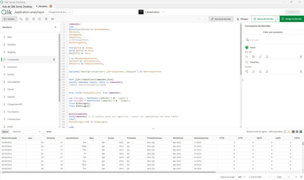 Qlik Sense developer chargement des donnees