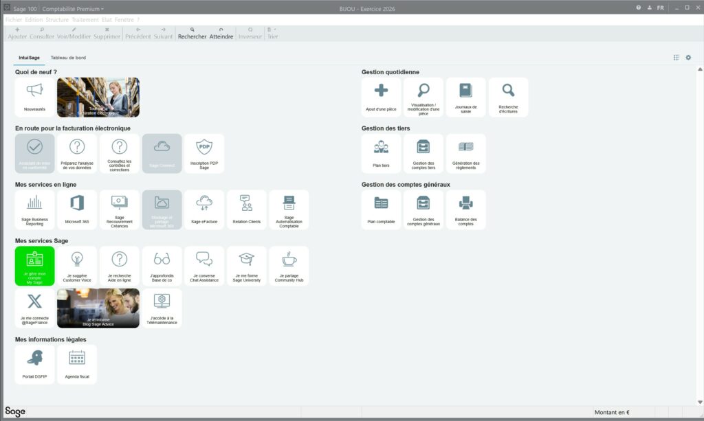 Sage 100 comptabilite ecran principal